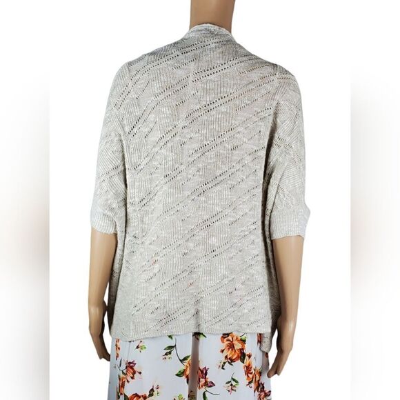 Eileen Fisher Oatmeal Italian Yarn Linen Blend Cardigan - Picture 2 of 6